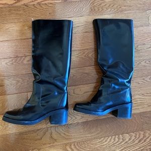 & other stories square toe knee high leather boot